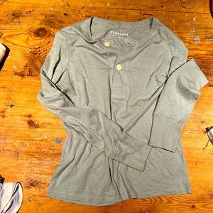Everlane ReCotton Henley in Mint, XS